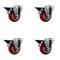 Service Caster 3.5'' Red Poly Wheel Swivel Bolt Hole Caster Set with Posi Lock Brakes, 4PK SCC-BH20S3514-PPUB-RED-PLB-4 - alternate 1